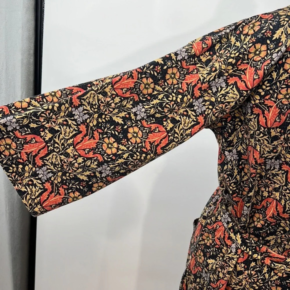 Metropolitan Museum of Art Dress Womens Small Medium Blue Gold Floral Wrap Robe - Picture 6 of 13